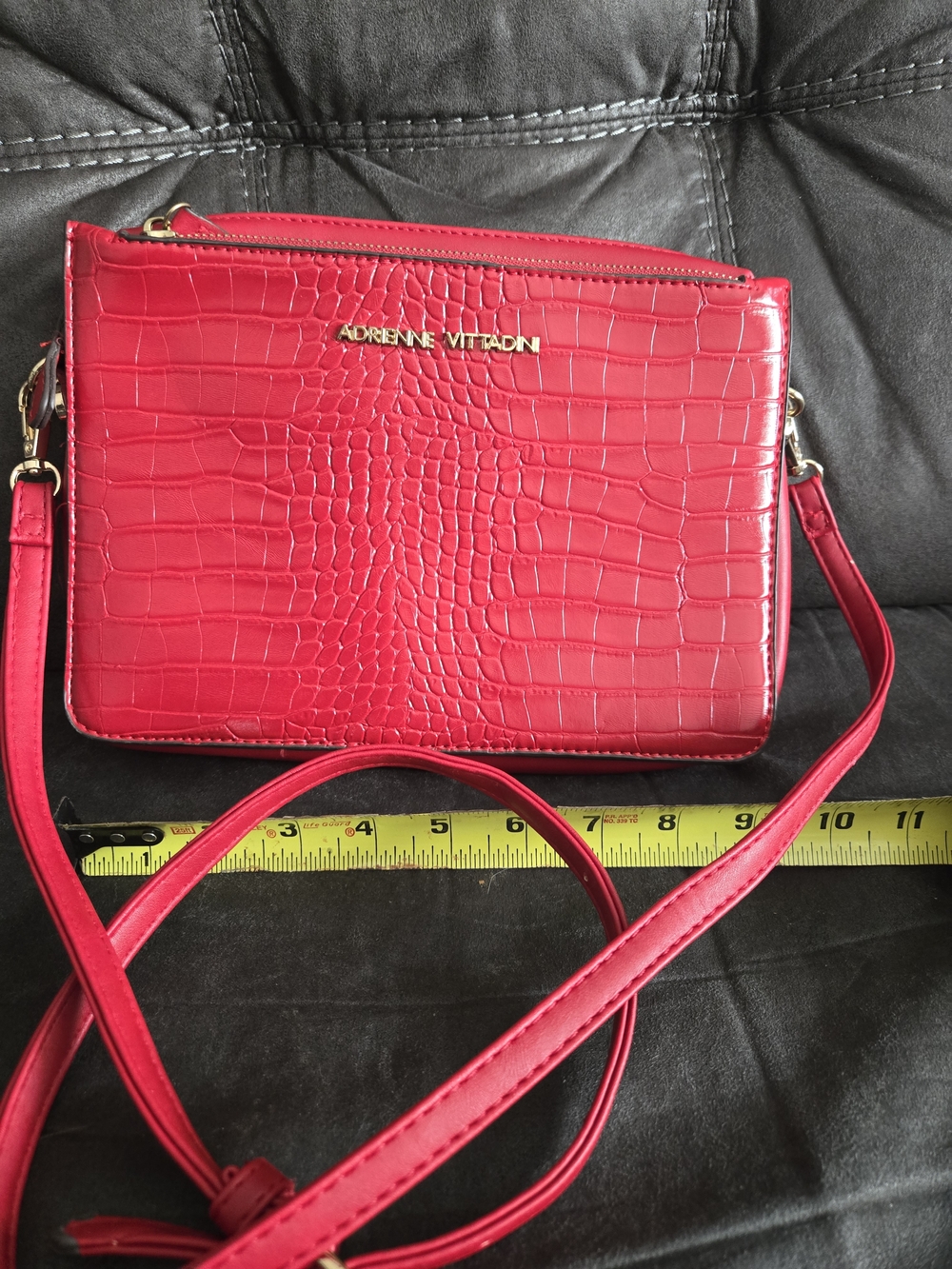Adrienne Vittadini Bright Red Croc-Embossed Crossbody